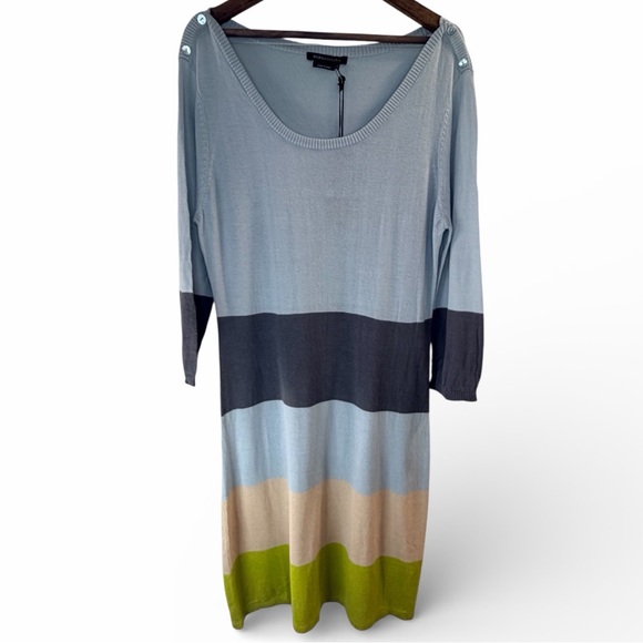 NWT BCBG MAXAXRIA Colorblock 3/4 Sleeve Sweater Dress L - Picture 2 of 8